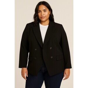 J Crew Double Breasted Blazer in Four-Season Stretch Black Size 18 NWT!!